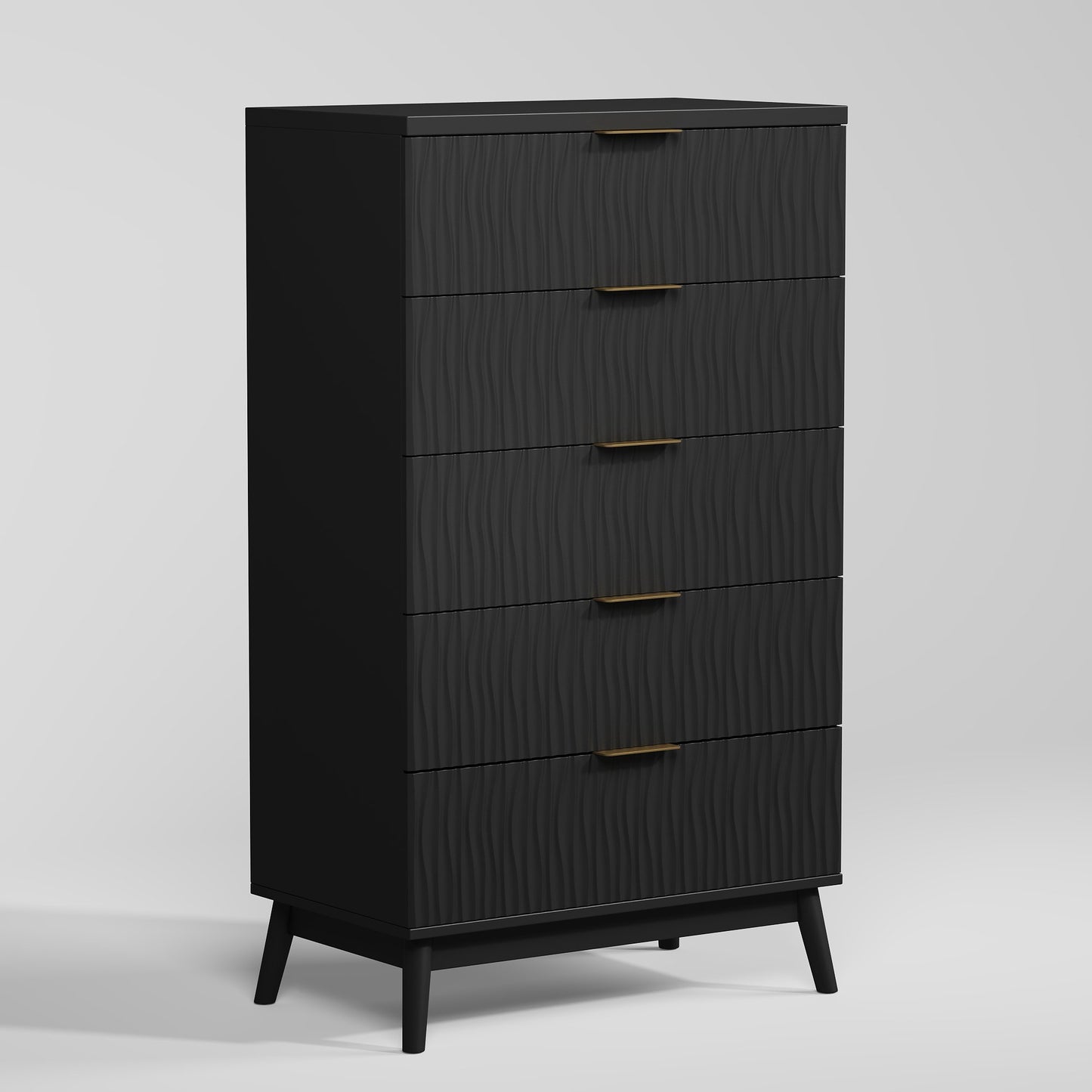 NEGYLIM 5 Drawer Dresser for Bedroom, 47"H Fluted Dresser Modern Chest of Drawers with Metal Handle, Anti-collapse for Living Room, Hallway