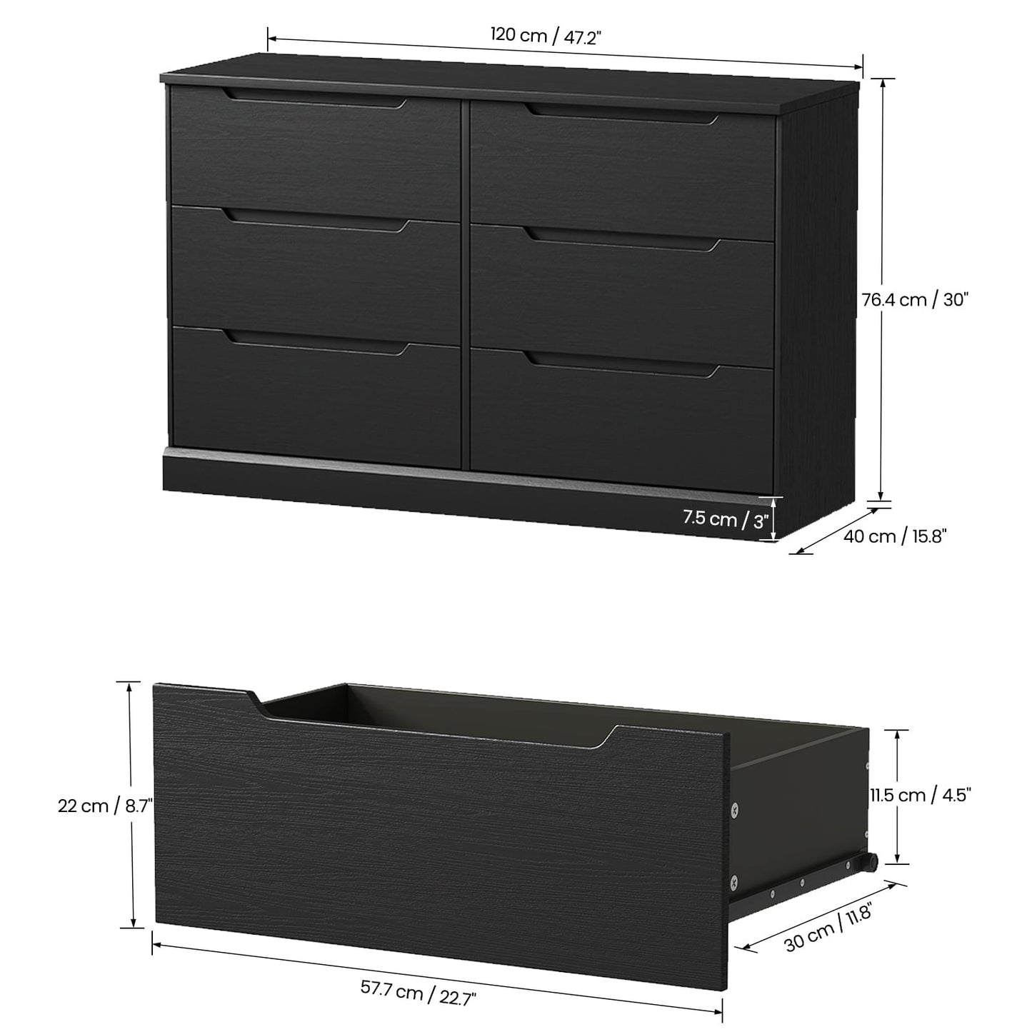 NEGYLIM 6 Drawer Chest of Drawers, Modern Storage Cabinet Dresser Organizer Unit, for Living Room, Closet, Entryway